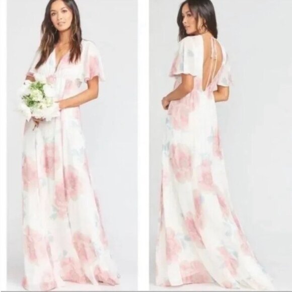 Show Me Your Mumu Faye Flutter White and Pink Floral Maxi Dress NWT - Picture 1 of 14